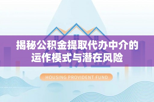 芦淞揭秘公积金提取代办中介的运作模式与潜在风险