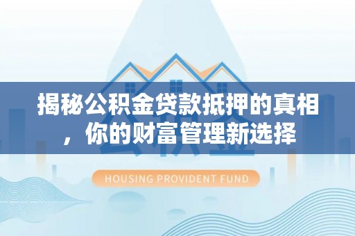 芦淞揭秘公积金贷款抵押的真相，你的财富管理新选择