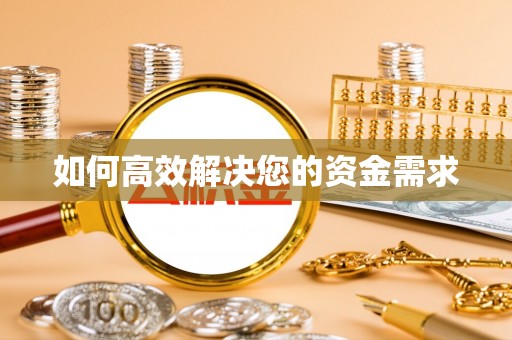 芦淞如何高效解决您的资金需求
